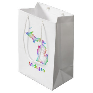 Rainbow Michigan map Medium Gift Bag