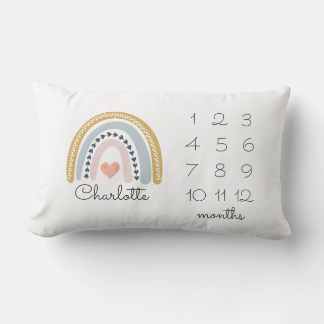 Rainbow Milestone Nursery  Lumbar Pillow (Front)