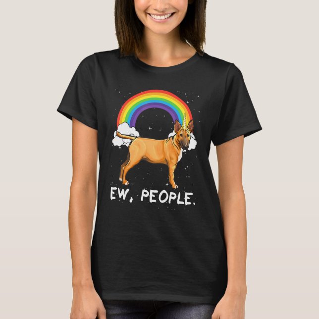 Rainbow Miniature Bull Terrier Ew People Unicorn D T-Shirt (Front)