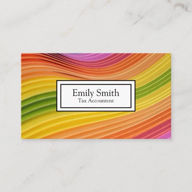 Rainbow Minimalist Stripes Handmade  Business Card (Front)