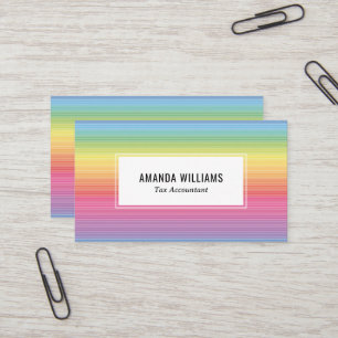 Rainbow Minimalist Stripes Handmade Business Card