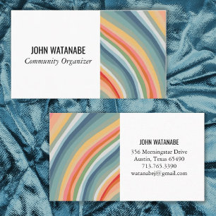 Rainbow Minimalist Stripes Handmade Business Card