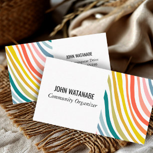 Rainbow Minimalist Stripes Handmade Business Card