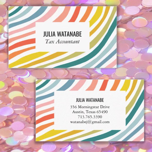 Rainbow Minimalist Stripes Handmade Business Card (Creator Uploaded)