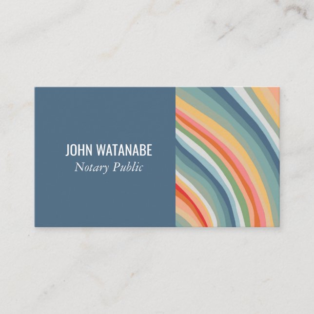 Rainbow Minimalist Stripes Handmade Business Card (Front)