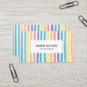 Rainbow Minimalist Stripes Handmade Business Card