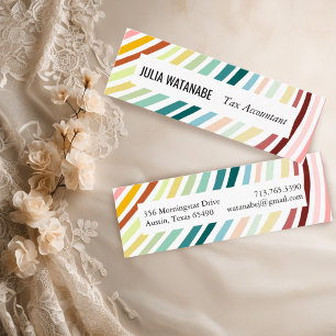 Rainbow Minimalist Stripes Handmade Mini Business Card