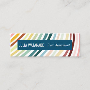Rainbow Minimalist Stripes Handmade Mini Business Card