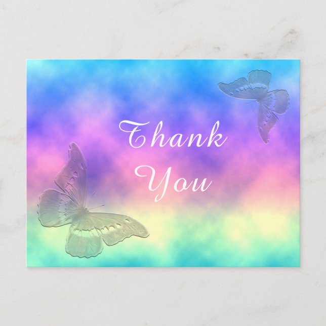 [Rainbow Mist] Colourful Butterflies Thank You Postcard (Front)
