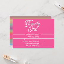 Rainbow Modern 21st Birthday Party  Invitation