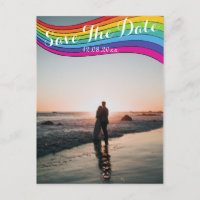 Rainbow Modern Casual Photo Wedding Save the Date 