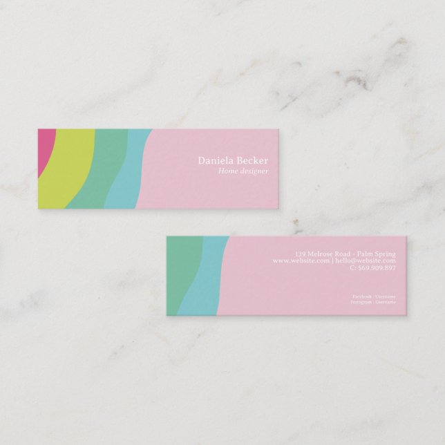 Rainbow modern colourful pink custom Business Card (Front/Back)