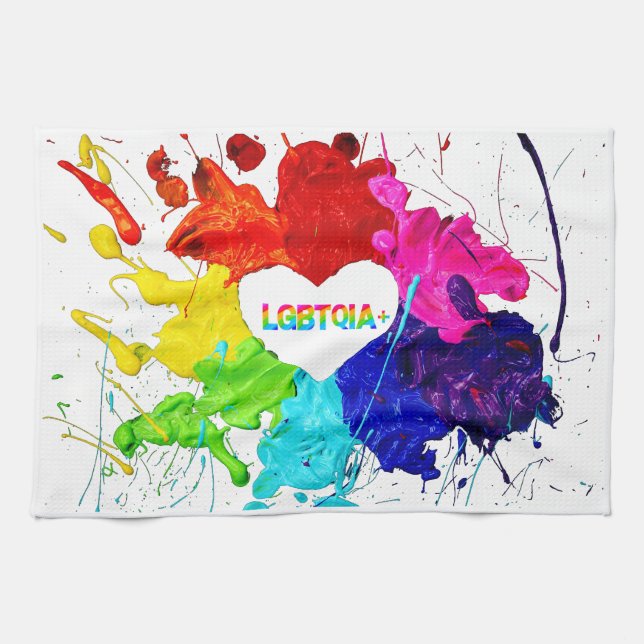 Rainbow Modern Stripe LGBT Tea Towel (Horizontal)