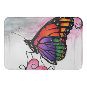 Rainbow Monarch Butterfly Original Fantasy Art Bath Mat