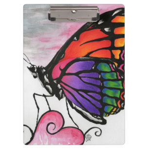 Rainbow Monarch Butterfly Original Fantasy Art Clipboard