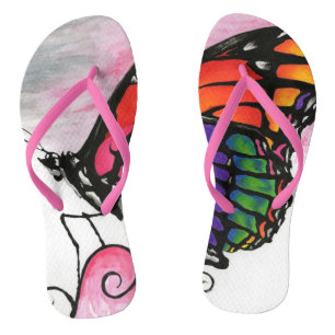 Rainbow Monarch Butterfly Original Fantasy Art Jandals
