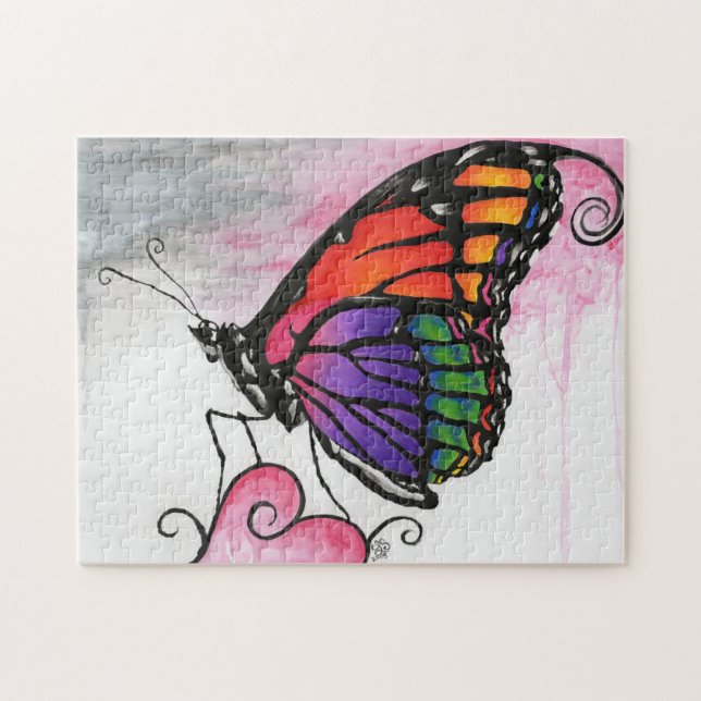 Rainbow Monarch Butterfly Original Fantasy Art Jigsaw Puzzle (Horizontal)