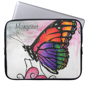 Rainbow Monarch Butterfly Original Fantasy Art Laptop Sleeve
