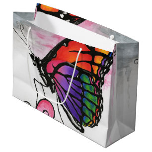 Rainbow Monarch Butterfly Original Fantasy Art Large Gift Bag