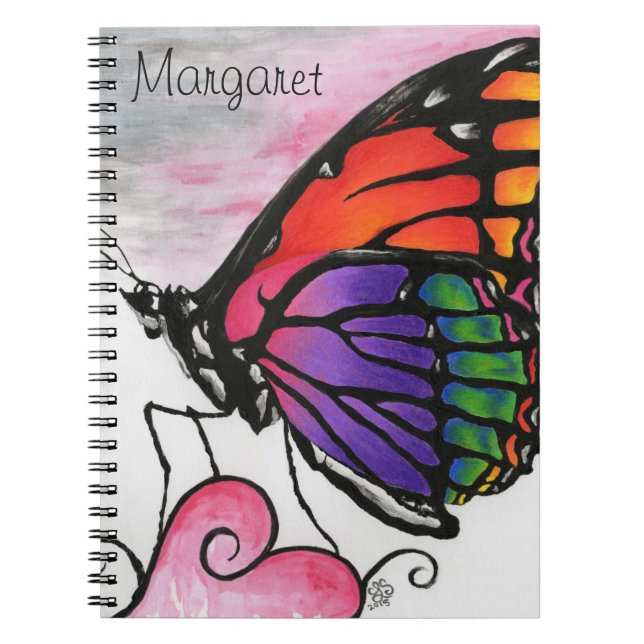 Rainbow Monarch Butterfly Original Fantasy Art Spiral Notebook (Front)