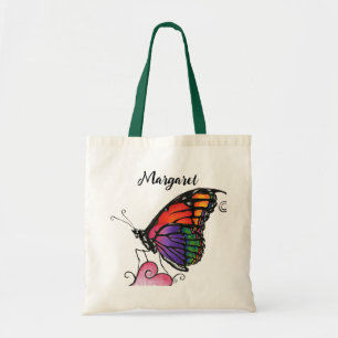 Rainbow Monarch Butterfly Original Fantasy Art Tote Bag