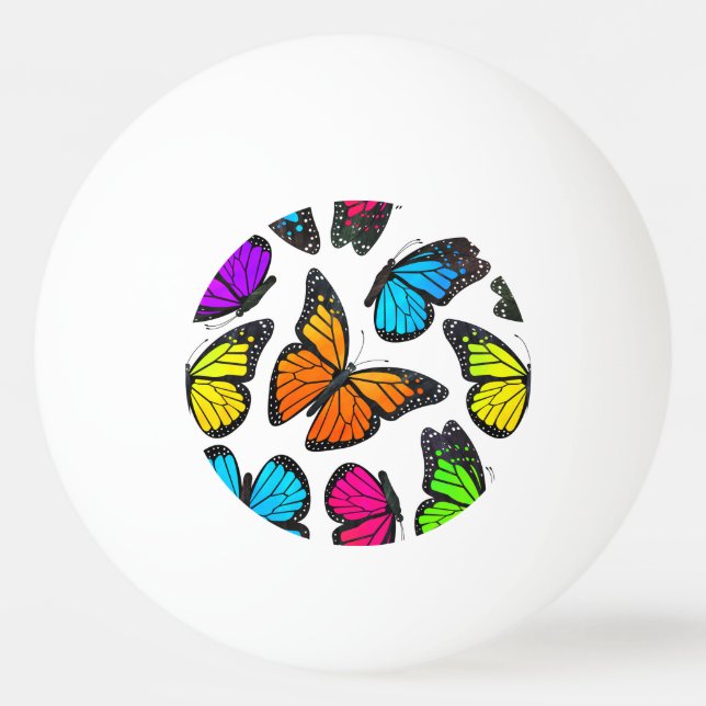 Rainbow Monarch Butterfly Pattern Ping Pong Ball (Front)