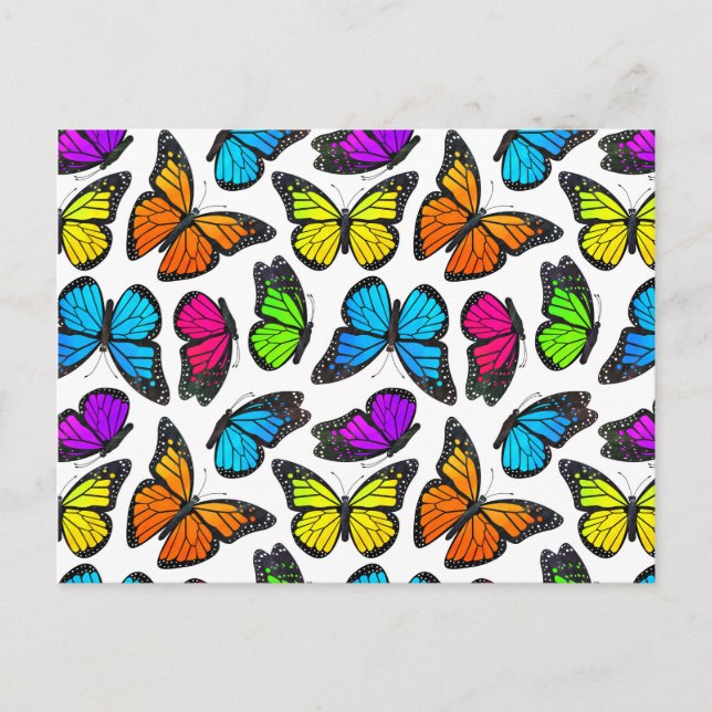 Rainbow Monarch Butterfly Pattern Postcard (Front)