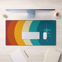 Rainbow Monogram Custom Name Retro Sunset Stripe