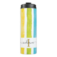 Rainbow Monogram Script Name Stripes Custom