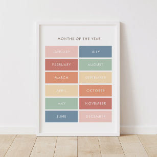 Rainbow Months of the Year Classroom Poster