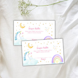 Rainbow Moon Unicorn Diaper Raffle Baby Shower Enclosure Card