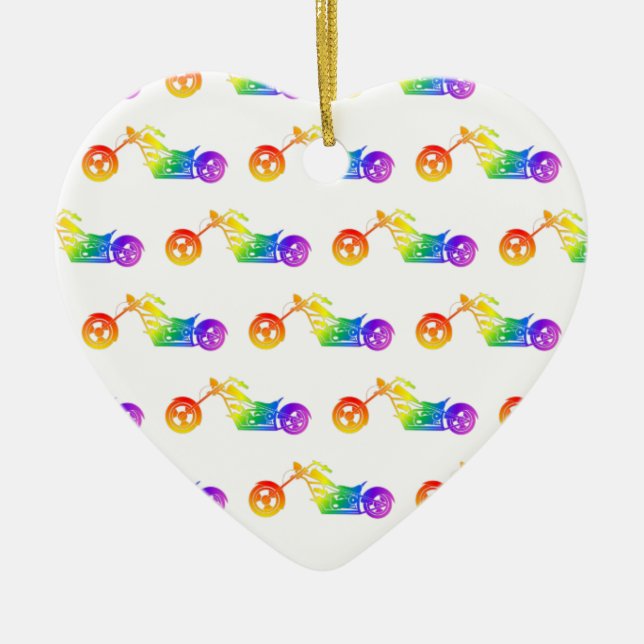 Rainbow Mortocycle Ceramic Tree Decoration (Front)