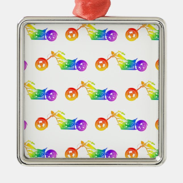 Rainbow Mortocycle Metal Tree Decoration (Front)