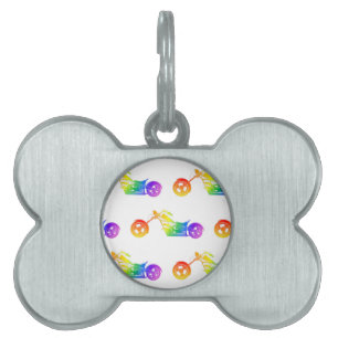 Rainbow Mortocycle Pet Tag