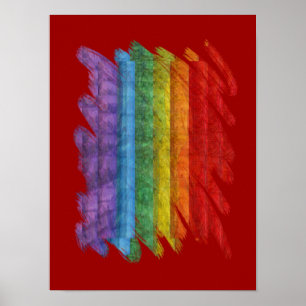 Rainbow Mosaic Gay Pride Flag (Paintbrush) Poster