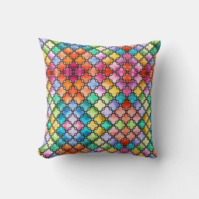 Rainbow mosaic pattern cushion (Front)