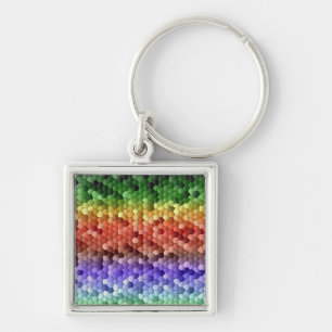 Rainbow Mosaic Pattern Key Ring