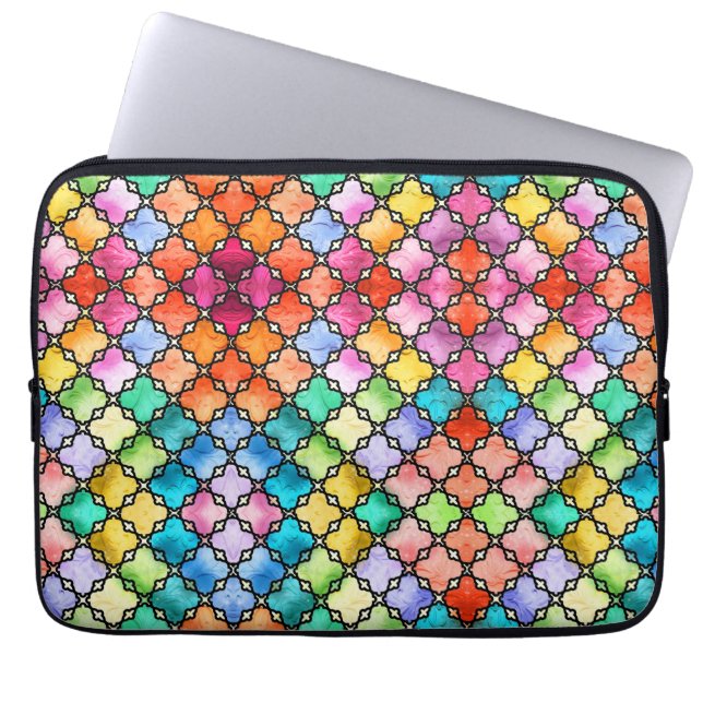 Rainbow mosaic pattern laptop sleeve (Front)