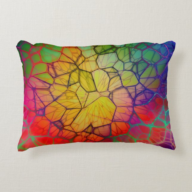 Rainbow Mosaic -Stained Glass Look Decorative Cushion (Front)
