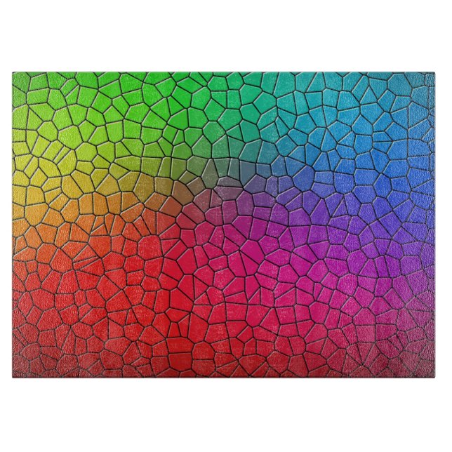 Rainbow Mosaic Tiles Cutting Board (Front)