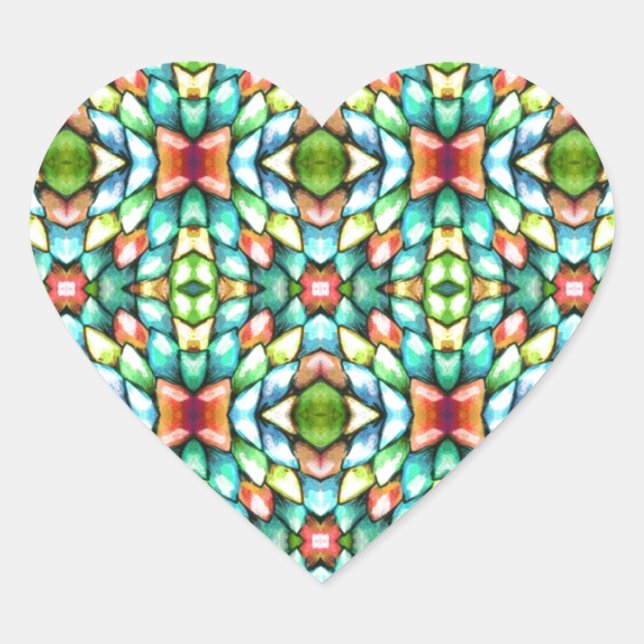 Rainbow Mosaic Tiles Stones Heart Sticker (Front)