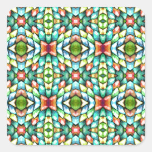 Rainbow Mosaic Tiles Stones Square Sticker