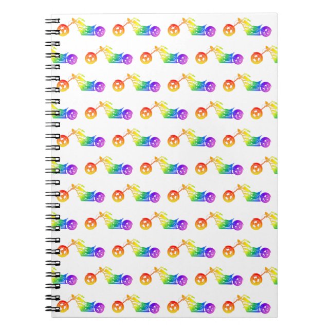 Rainbow Motorcycle Spiral Notebook (Front)