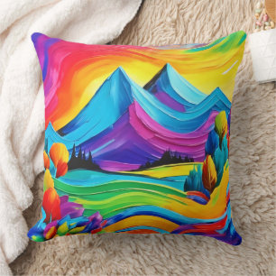Rainbow Mountain Majesty Art Cushion