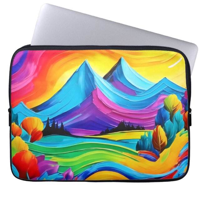 Rainbow Mountain Majesty Art Laptop Sleeve (Front)