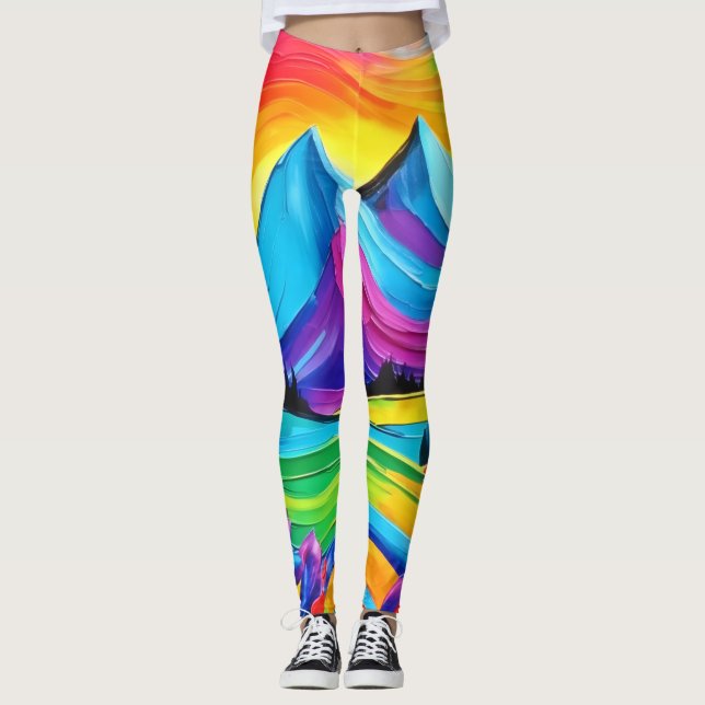 Rainbow Mountain Majesty Art Leggings (Front)