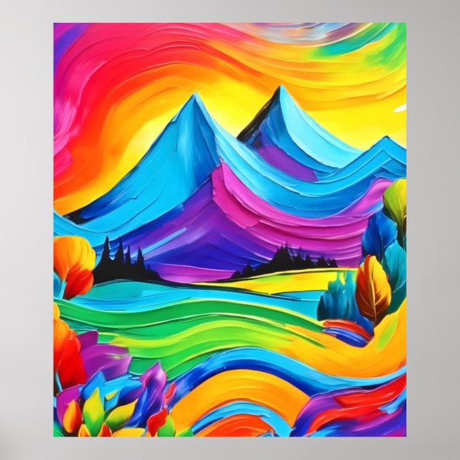 Rainbow Mountain Majesty Art Poster (Front)