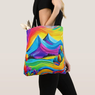 Rainbow Mountain Majesty Art Tote Bag
