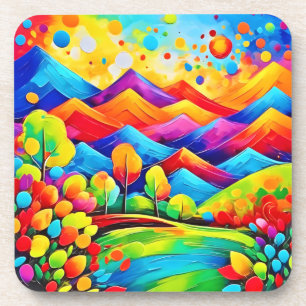 Rainbow Mountains Abstract Landscape Coaster