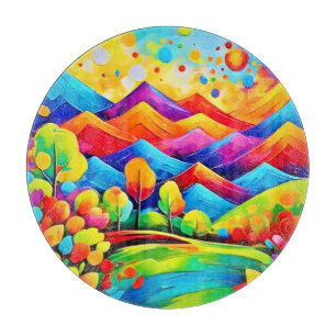 Rainbow Mountains Abstract Landscape Cutting Board